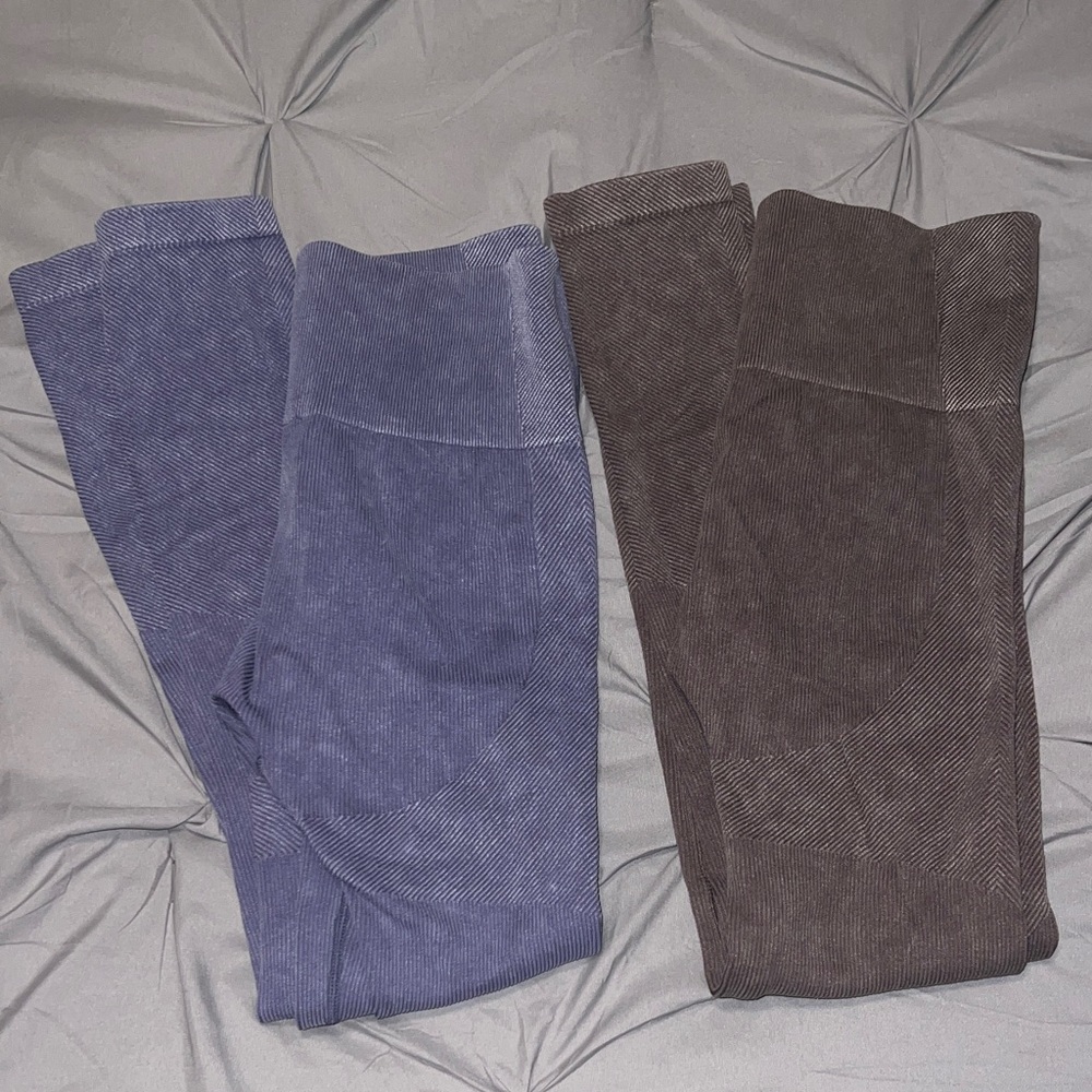 Target Purple And Brown Bundle Pair Of Ribbed Stretch Leggings - Picture 3 of 13